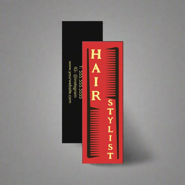 Modern Hairdresser Hair Stylist Beauty Salon Black Mini Business Card (Creator Uploaded)