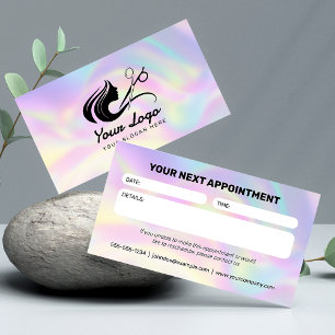 Modern Hairdresser Salon Logo Holographic Appointment Card