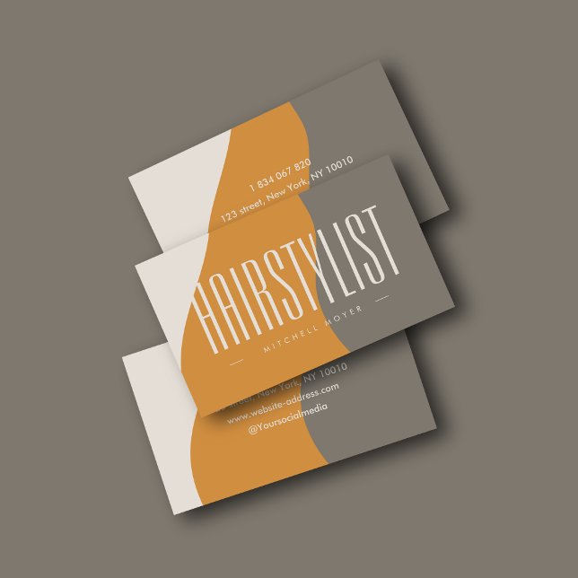 Modern Hairstylist Earth Tones Business Card (Creator Uploaded)