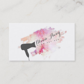 modern hairstylist grunge pink chic blow dry bar business card