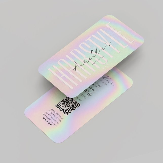 Modern Hairstylist Hair Stylist Holographic  Business Card (Modern Hairstylist Hair Stylist Holographic Business Card
)
