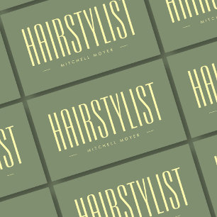 Modern Hairstylist Sage Green Business Card