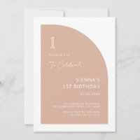 Modern Half Arch Blush Pink Girl 1st Birthday