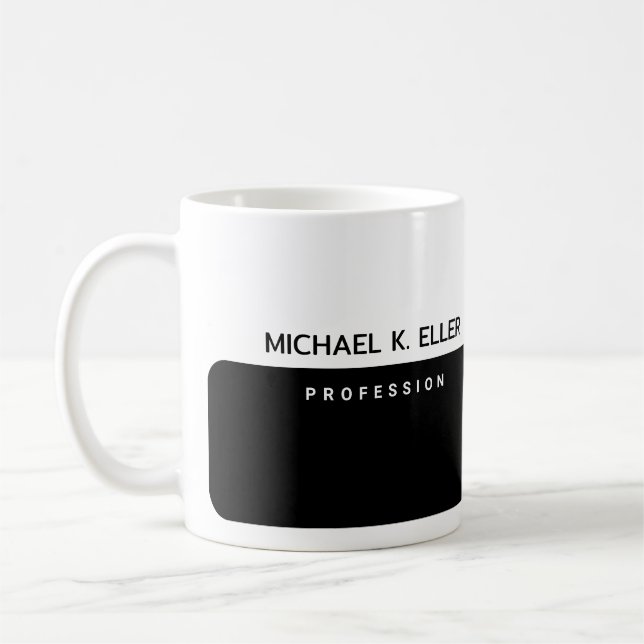 Modern Half-Black Half-White Coffee Mug with Name  (Left)