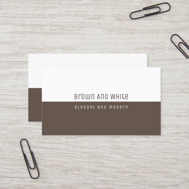Modern Half-Brown Half-White Business Card (Front/Back In Situ)