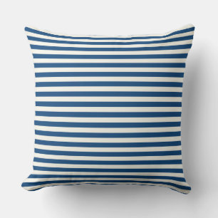 Modern Half-Inch Blue & White Stripe Pattern Cushion