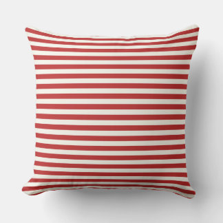 Modern Half-Inch Crimson Red & White Stripe Cushion