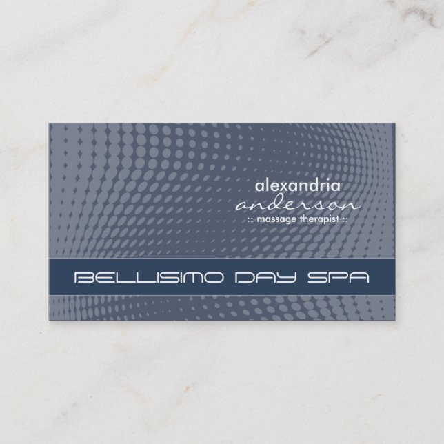 Modern Halftone Dots Custom Business Cards (blue) (Front)