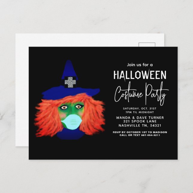 Modern Halloween Costume Party Witch Theme Adults Postcard (Front/Back)