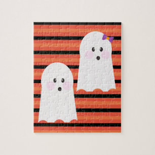 Modern Halloween Cute Ghost  Jigsaw Puzzle