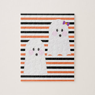 Modern Halloween Cute Ghost  Jigsaw Puzzle