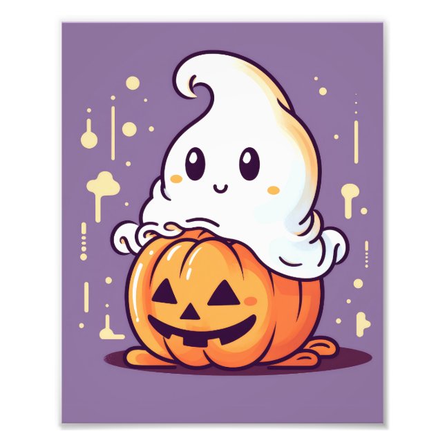 Modern Halloween Cute Ghost  Photo Print (Front)