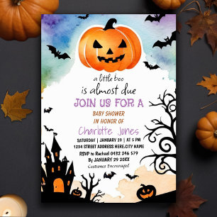 Modern Halloween Little Boo Baby Shower Invitation
