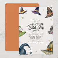 Modern Halloween Orange Witch Hat Party