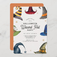 Modern Halloween Orange Wizard Hat Party