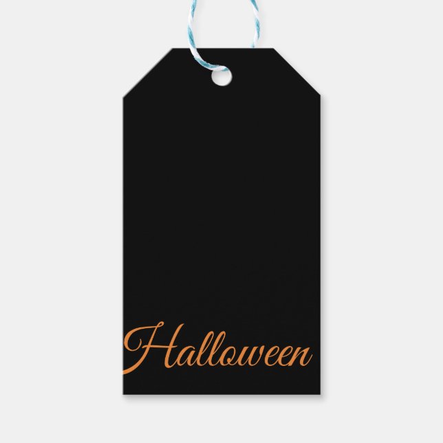 Modern Halloween Party Black Gift Tag (Front)
