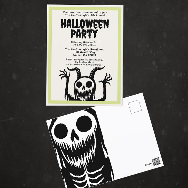 Modern Halloween Party Devil Skull  Postcard (Creator Uploaded)