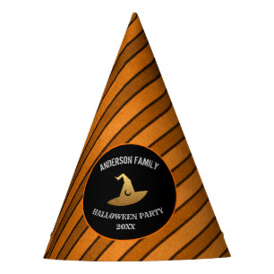 Modern Halloween Party Orange and Black Witch Party Hat