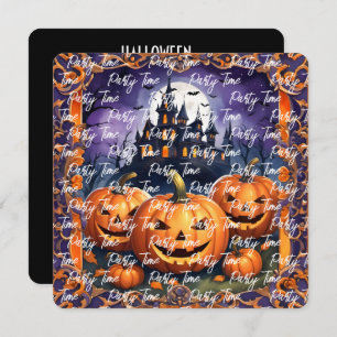 Modern Halloween Pumpkin Autumn Collection Invitation