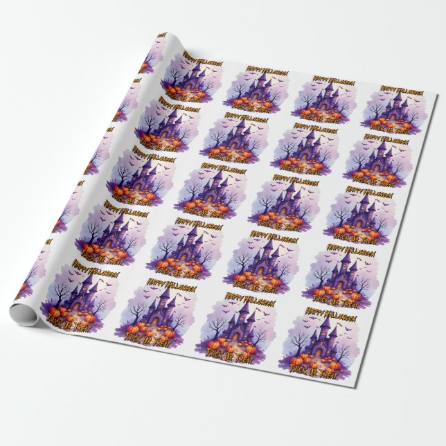 Modern Halloween Spooky Cute Collection Wrapping Paper (Unrolled)