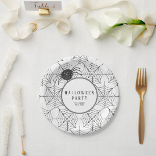 Modern Halloween Tableware Black White Spider Web Paper Plate