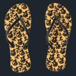 Modern Halloween Woman Witches Hat Orange Thongs<br><div class="desc">Witches with a witch hat pattern design in orange colour.</div>