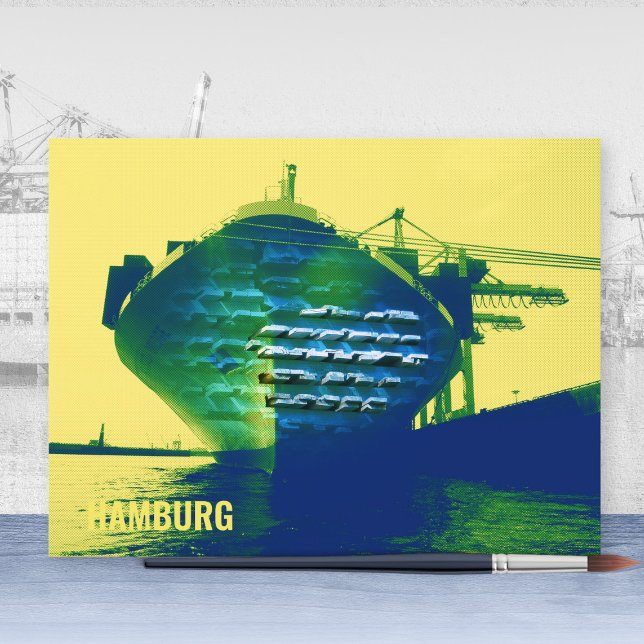Modern Hamburg Port Ship Sachers Artwork Postcard (Modern Hamburg Port Ship Sachers Artwork Postcard ©Susanne Sachers - Sunny Mind Design 🌞)