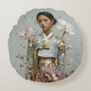 Modern Hanbok Art Print Round Cushion
