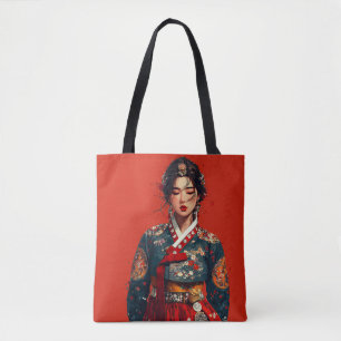Modern Hanbok Portrait Tote Bag
