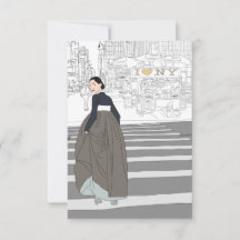 Modern Hanbok woman  Greeting card