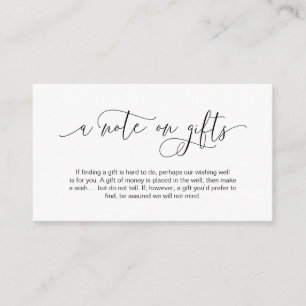 Modern hand Black ink script, A note on gifts Enclosure Card