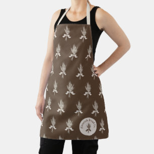 Modern Hand Draw Wheat Pattern Bakery Apron