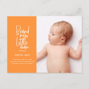 Modern hand drawn baby boy birth announcement