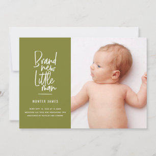 Modern hand drawn baby boy birth announcement