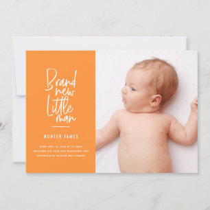 Modern hand drawn baby boy birth announcement