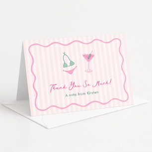 Modern Hand-drawn Bikinis & Martinis Bachelorette Thank You Card