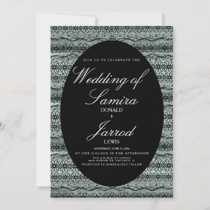 Modern Hand Drawn Black Lace Background Wedding Invitation