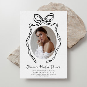 Modern Hand Drawn Bow Whimsical Bridal Shower Invitation