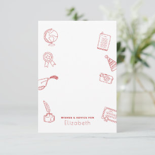  Modern Hand Drawn Chic Red Graduate  Enclosure Card