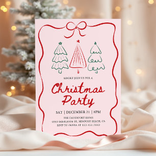Modern Hand Drawn Christmas Tree Holiday Party Invitation