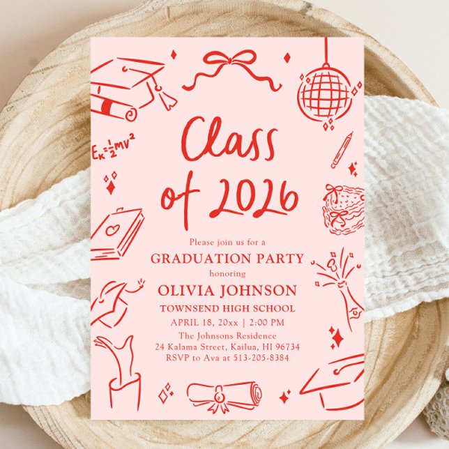 Modern Hand Drawn Class of 2026 Graduation Party Invitation (Modern Hand Drawn Class of 2026 Graduation Party Invitation)