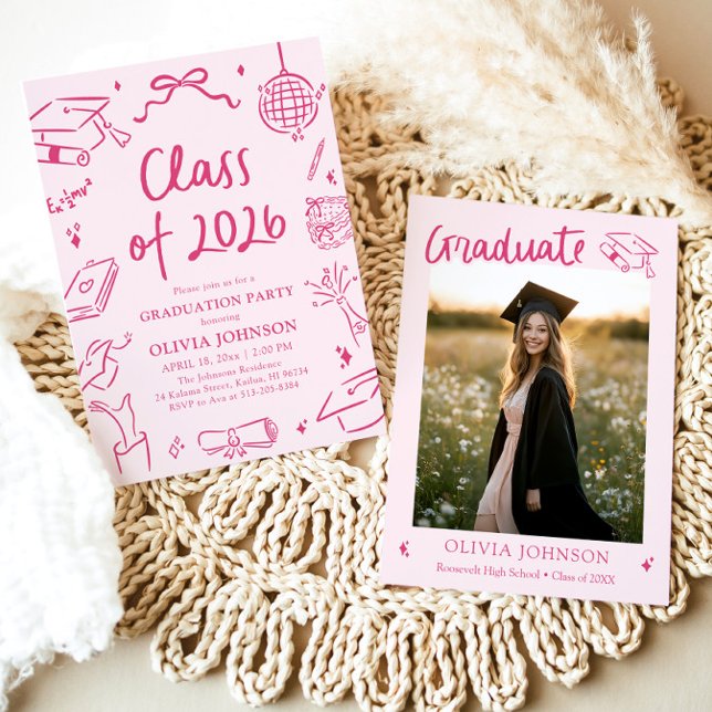 Modern Hand Drawn Class of 2026 Graduation Party Invitation (Modern Hand Drawn Class of 2026 Graduation Party Invitation)