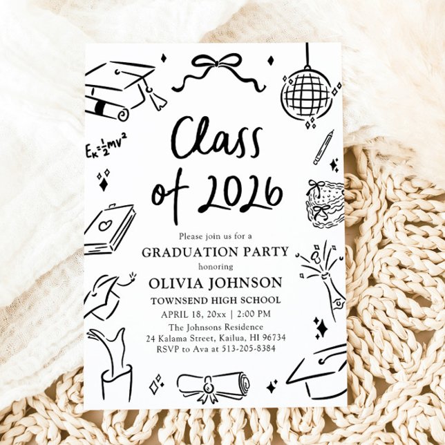 Modern Hand Drawn Class of 2026 Graduation Party Invitation (Modern Hand Drawn Class of 2026 Graduation Party Invitation)