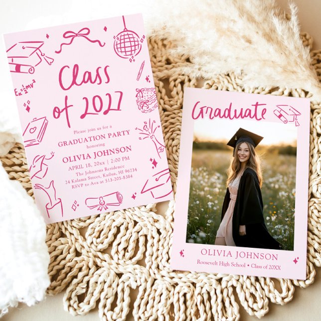 Modern Hand Drawn Class of 2027 Graduation Party Invitation (Modern Hand Drawn Class of 2027 Graduation Party Invitation)