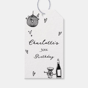 Modern Hand Drawn disco ball 30th Birthday Gift Tags