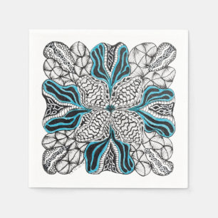Modern Hand-Drawn Doodle with Blue Napkin