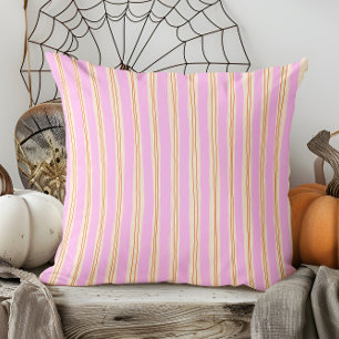 Modern Hand Drawn Fall Orange and Purple Striped Cushion