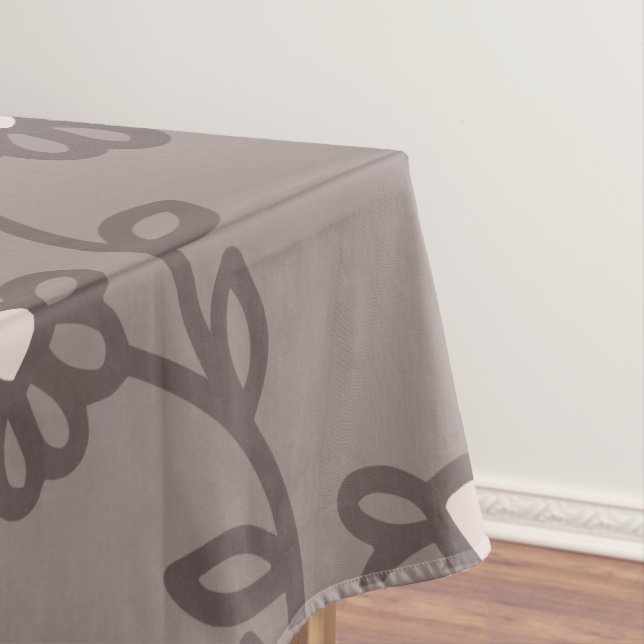 Modern Hand-Drawn Flowers Floral Tablecloth (In Situ)