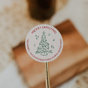 Modern Hand Drawn Holiday Return Address Envelope Classic Round Sticker