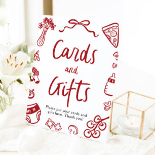 Modern Hand Drawn Italian Pizza Cards and Gifts Pedestal Sign